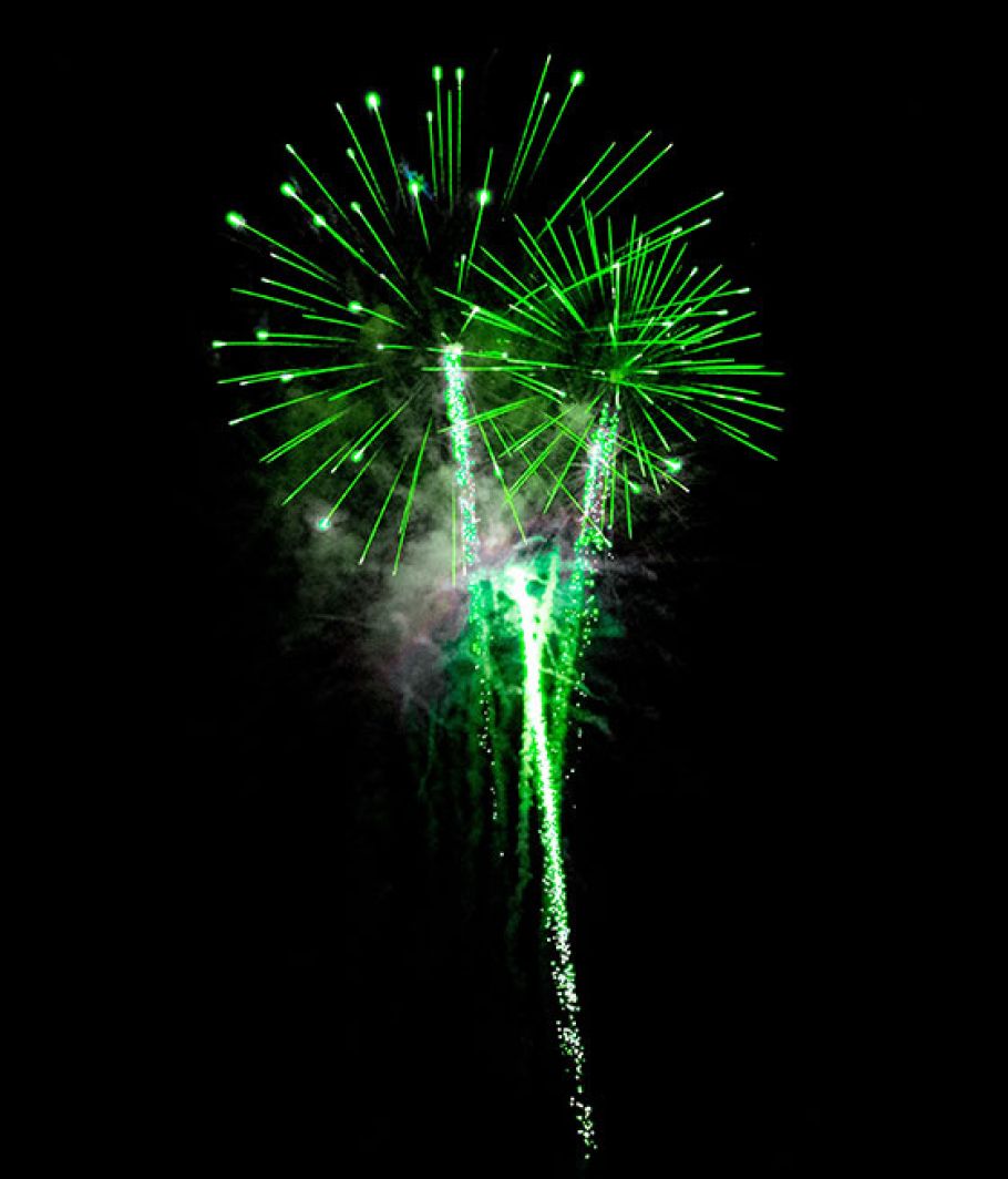 A bright green firework