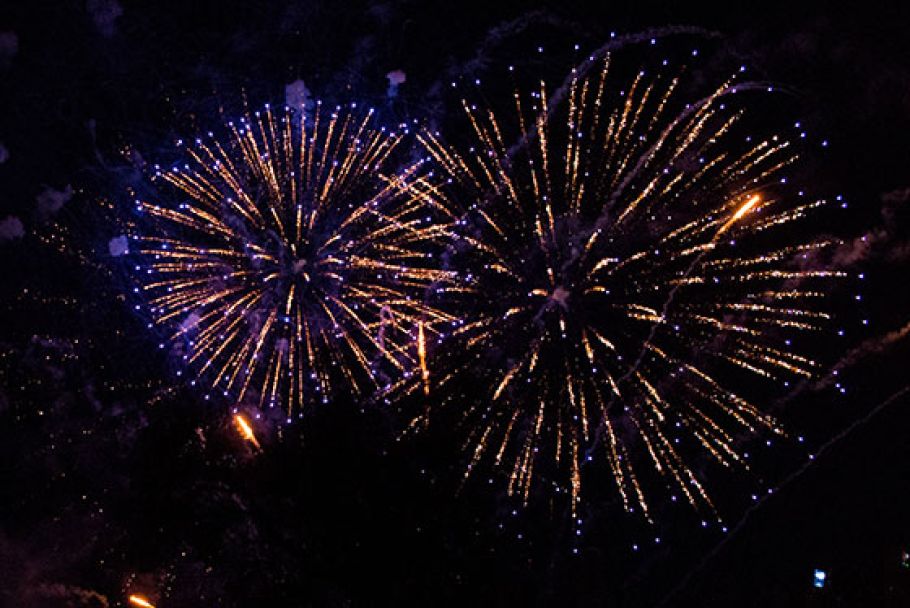 Purple firework explosions